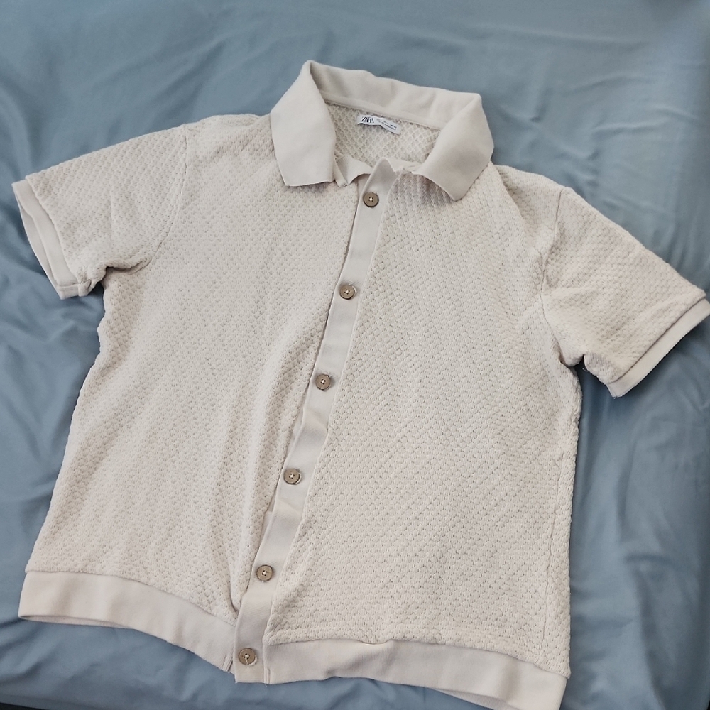 Zara Cream Button Down Shirt Classic Casual Fit